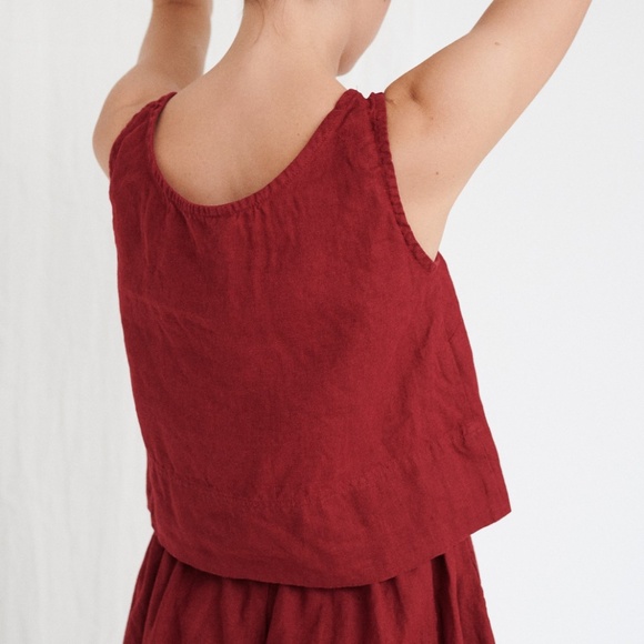 LINENFOX MALIBU BLACK CROP LINEN TOP - M - Picture 2 of 3